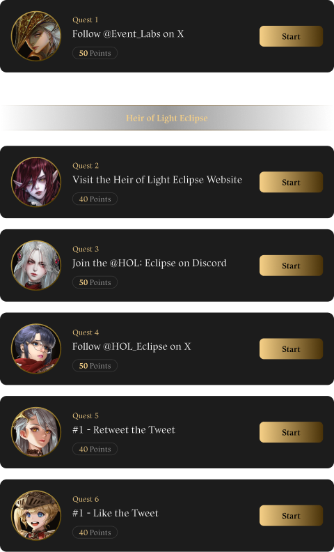 heir of light event list