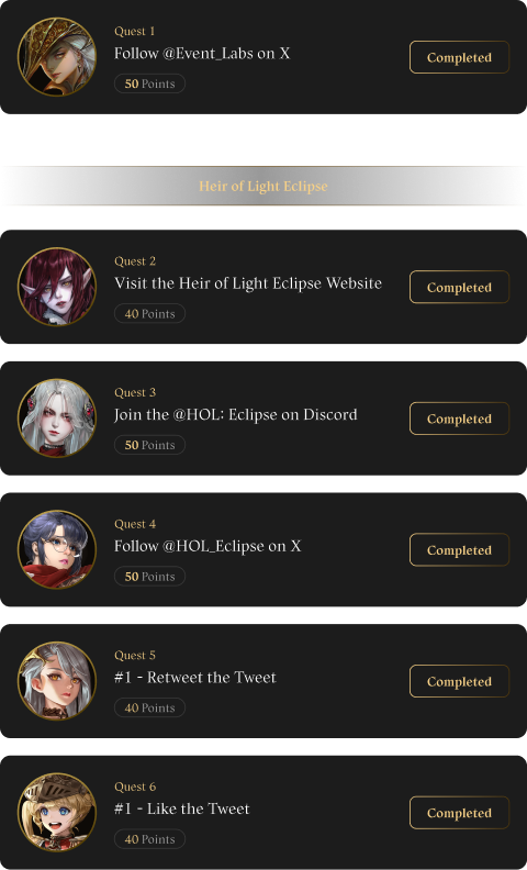 heir of light event list